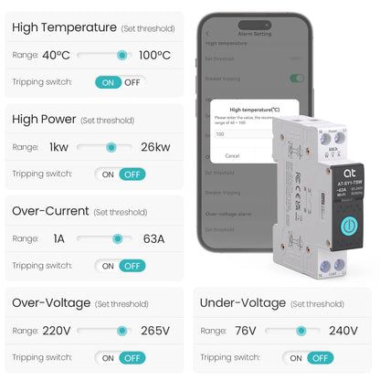 Tuya WiFi Smart Circuit Breaker DIN Rail for Smart Home Wireless Remote Control WiFi Switch 1P 63A by smart life APP