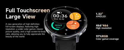 7.6MM Smart Watch 1.32'' AMOLED HD Screen Men Women Sports Watches LED Flashlight BT Call Heart Rate Health Care Smartwatch 2026