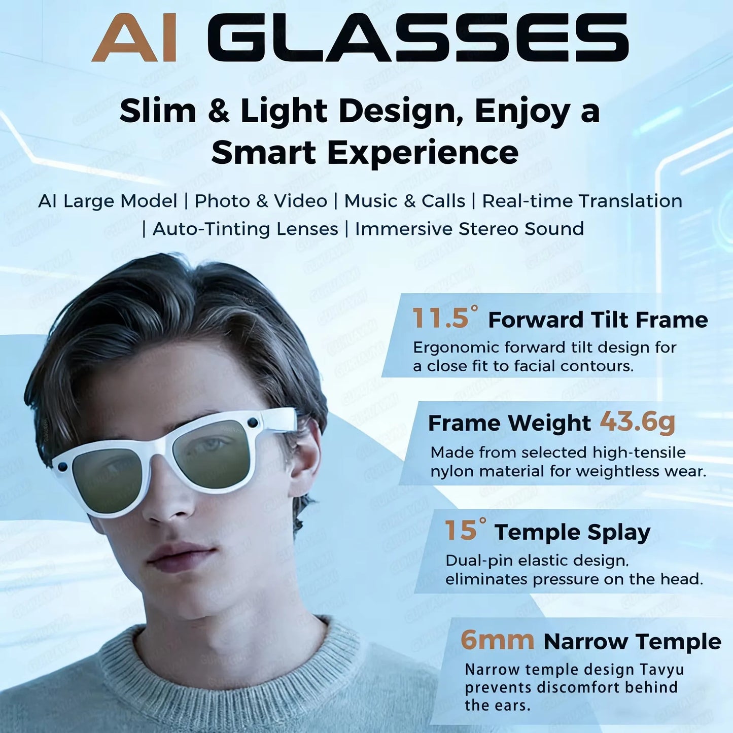 2026 Inteligentne Okulary AI M02 Ultra Kamera HD 1080P ChatGPT Etui ładujące 3600mAh Power Bank 32GB Tłumaczenie Muzyka Wideo Okulary Przeciwsłoneczne