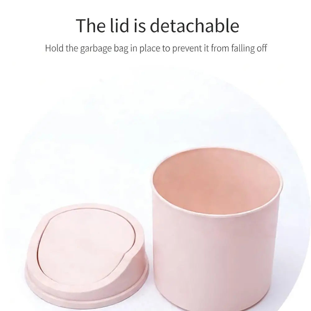 Mini Desktop Trash Can with Press-Top Lid Small Waste Bin for Office Desk & Bedroom Portable Space-Saving Trash Tube