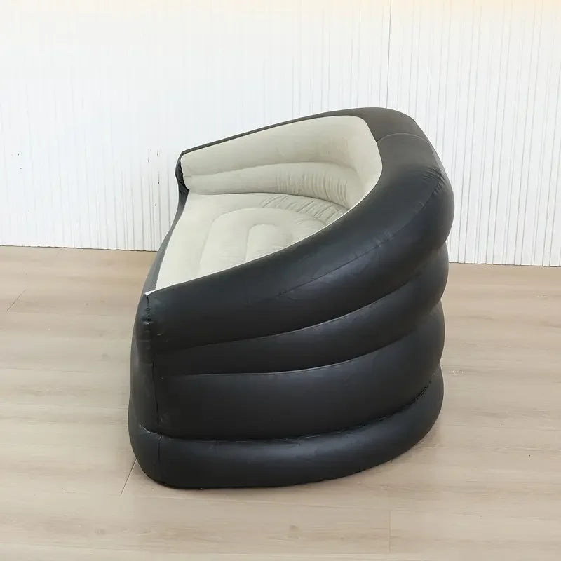 1pc Outdoor portable inflatable bed, lounging double sofa, folding camping inflatable recliner, flocking outdoor inflatable sofa