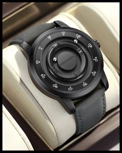 FOXBOX Watch Planet Design Fashion Floating Magnetic Pointer Free Ball Bearing Creative Simple Waterproof Quartz Watch for Men