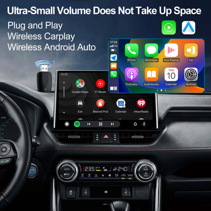 Mini Wireless Carplay Adapter Android Auto AI Smart USB Dongle 2 in 1  WiFi Fast Connect for Benz Chevrolet Ford Honda Toyota