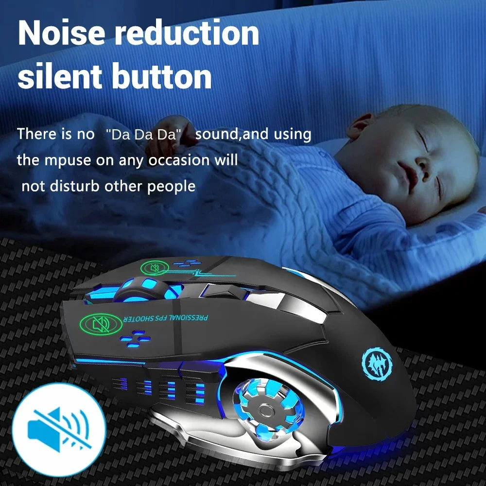 Rechargeable Wireless Bluetooth and 2.4G USB Gaming Mouse Silent Backlight E-Sports Mouse for Laptop Macbook PC Game Office
