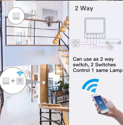 Tuya WiFi Smart Switch 16A 20A RF 433Mhz Relay Breaker Module 2-Way Control Smart Life App Remote Works with Google Home Alexa