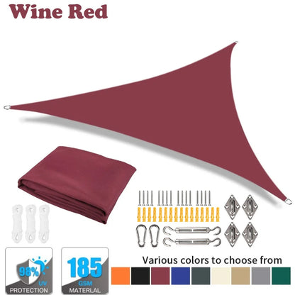 Triangle Sun Shade Sail Canopy UV Block Sun Shelter with Fixing Kits for Outdoor Patio Pool Beach Backyard Garden Sunscreen Tent