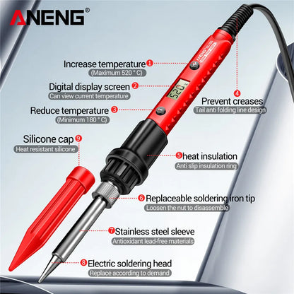 Electric Soldering IronANENG SL105 Digital Display Adjustable Temperature SL104 Adjustment Knob Professional Welding Repair Tool