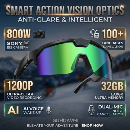 2026New AI Smart Glasses ChatGPT 1200P Camera 30MP Anti-shake Cycling Video&Photo Sport Sunglasses DualMic 4GB Windproof Goggles