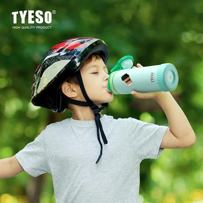 Tyeso 600ml Sports Kettle Portable Water Cup with Non-slip Silicone Cover Leakproof Lightweight for Cold Drink with Coffee Stick