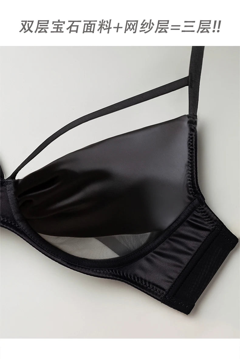 섹시 Push Up Bra Victoria Style - Wireless Slimming Lingerie Large Breasts, French Thin Tapered Bralette Anti Sag T-Shirt Bra