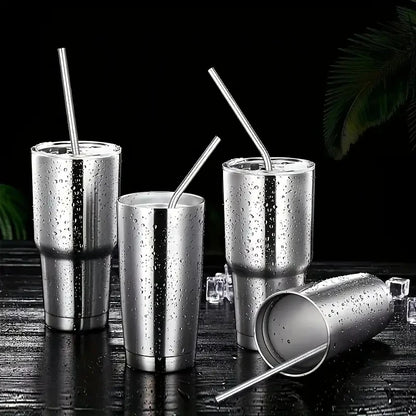 5/10Pcs Reusable Drinking Straw 304 Stainless Steel Straws Straight Bent Metal Straw with Cleaner Brush Pouch Wholesale