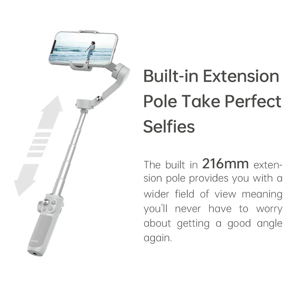 FeiyuTech VB4 Face Tracking Cell Phone Gimbal Stabilizer for Vlogging iPhone 17 Pro Max Samsung Galaxy, Built-in Selfie Stick