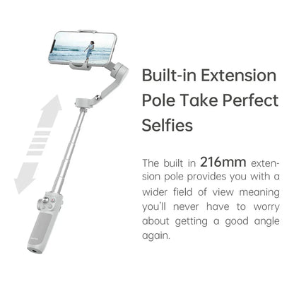 FeiyuTech VB4 Face Tracking Cell Phone Gimbal Stabilizer for Vlogging iPhone 17 Pro Max Samsung Galaxy, Built-in Selfie Stick