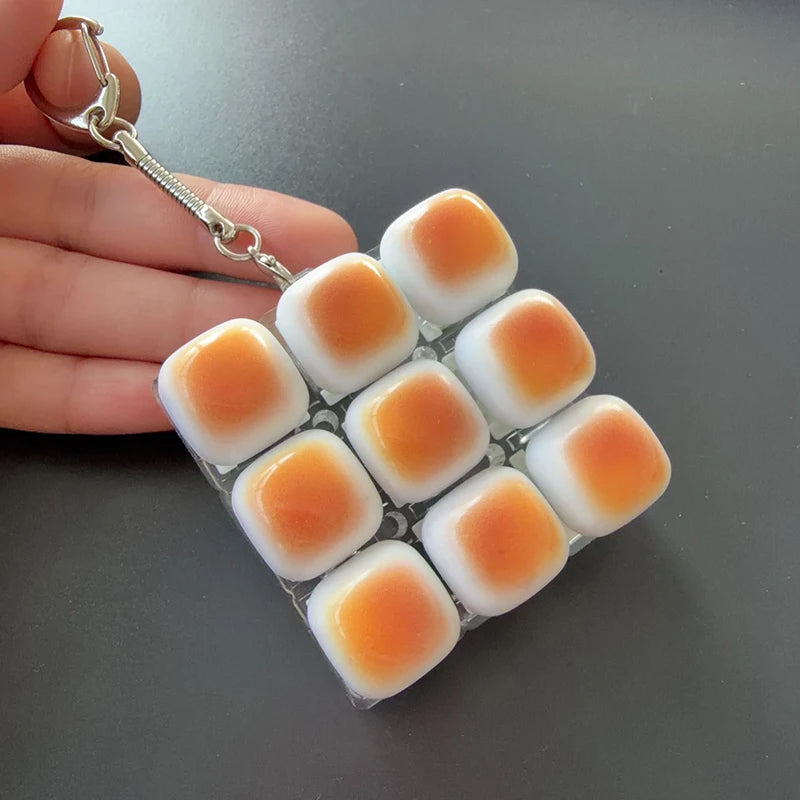 Caramel Bread Stress Relief Keychain Keyboard Button Keycap Backpack Pendant for Student Office Adult 1PC