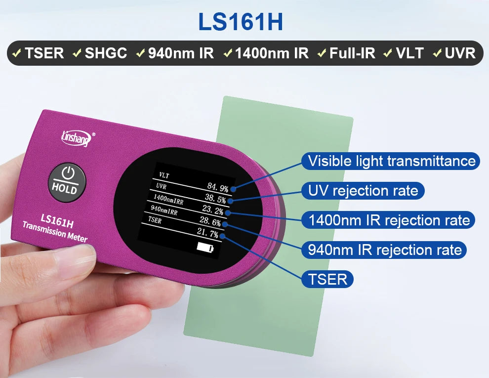 New Arrival Window Tint Meter TSER VLT UV IR Transmission Tint Meter LS161 LS161A LS161H Solar Film Tester for Cars