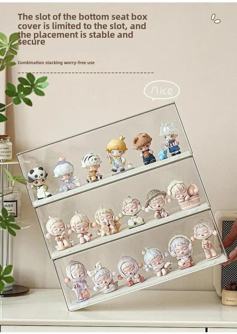 Acrylic Action Figure Display Case Transparent Doll Storage Box Toy Organizer Rack for Collectible Showcase Cabinet