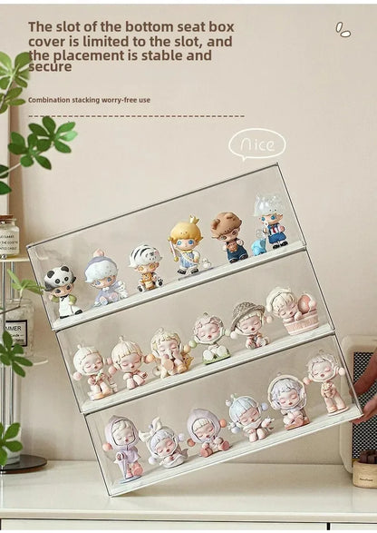 Acrylic Action Figure Display Case Transparent Doll Storage Box Toy Organizer Rack for Collectible Showcase Cabinet
