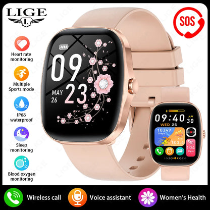 LIGE Originalny Smartwatch Mężczyźni Kobiety Połączenia Bluetooth Zegarek Pulsometr Wodoodporny Smartwatch Zdrowie Dla Androida IOS