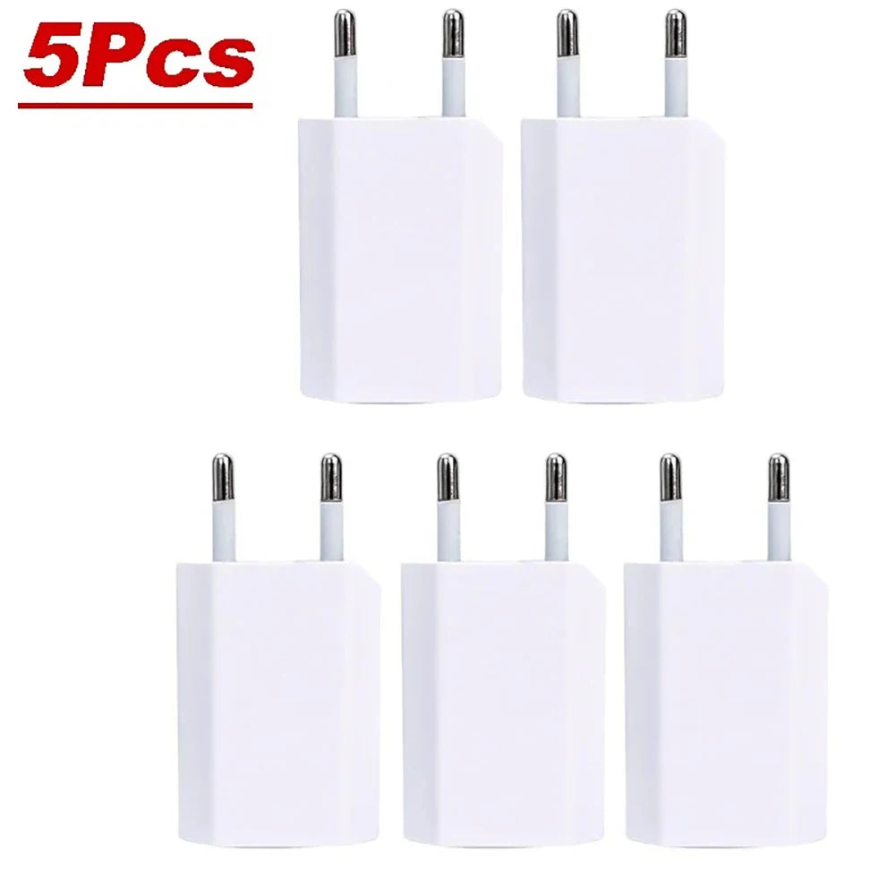1-5Pcs Universal 5V 1A EU Plug USB Home Travel Mobile Phone Charger For Samsung Xiaomi Redmi  Huawei Charger Power Wall Adapter