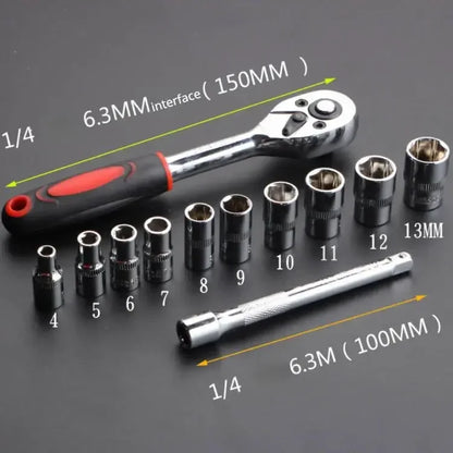 Portable 12PCS Bike Repair Tool Kit Multifunction Socket Wrench Set for Motorcycle Auto Boat Hardware Repair