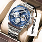 POEDAGAR Top Original Man Wristwatch Waterproof Stainless Steel Luminous Men Clock Chronograph Date Quartz Sports Men's Watches