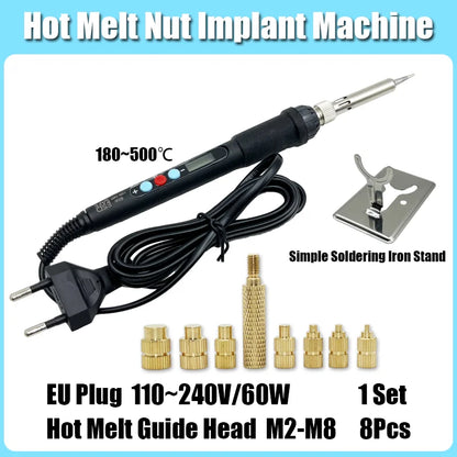 Heat Set Insert Nut Press Tool Brass Soldering Iron Tip Thread Injection Embedded Nuts and Stainless Steel Hex Socket Screw Kit