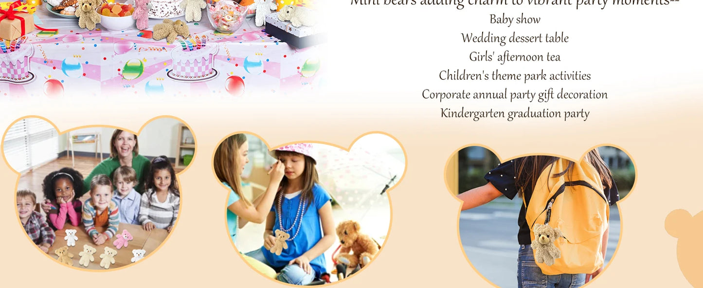 12-500Pcs Mini Teddy Bears Tiny Soft Stuffed Teddy Bear Small Plush Bears Bulk for Birthday Party Decor Favors Bag Keychain