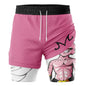 2026 Summer Dragon Ball Z Kid Buu Majin Mark 2-in-1 Double Layer Gym Shorts, Oversized Men's Fitness Retro Streetwear Unisex Y2k