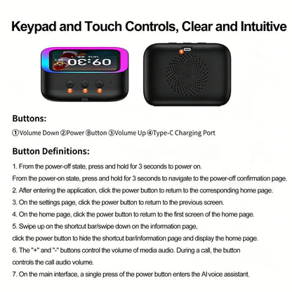 AI Voice Assistant Bluetooth Speaker With RGB Color Lighting Alarm Clock LED Screen Weather Clock Display Electronic Speaker