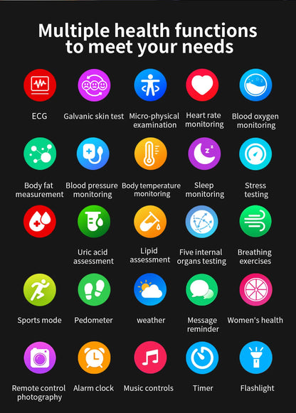 New Blood Lipids Uric Acid Blood pressure Smart Watch Men ECG+PPG Fitness Tracker Clock Heart Rate Bluetooth call Smart watches