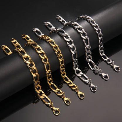 Punk Cuban Chain 3-10mm Wide Minimalist Bracelet Men Women Stainless Steel Gold Color Basic Hip Hop Figaro Chain Jewelry Gift