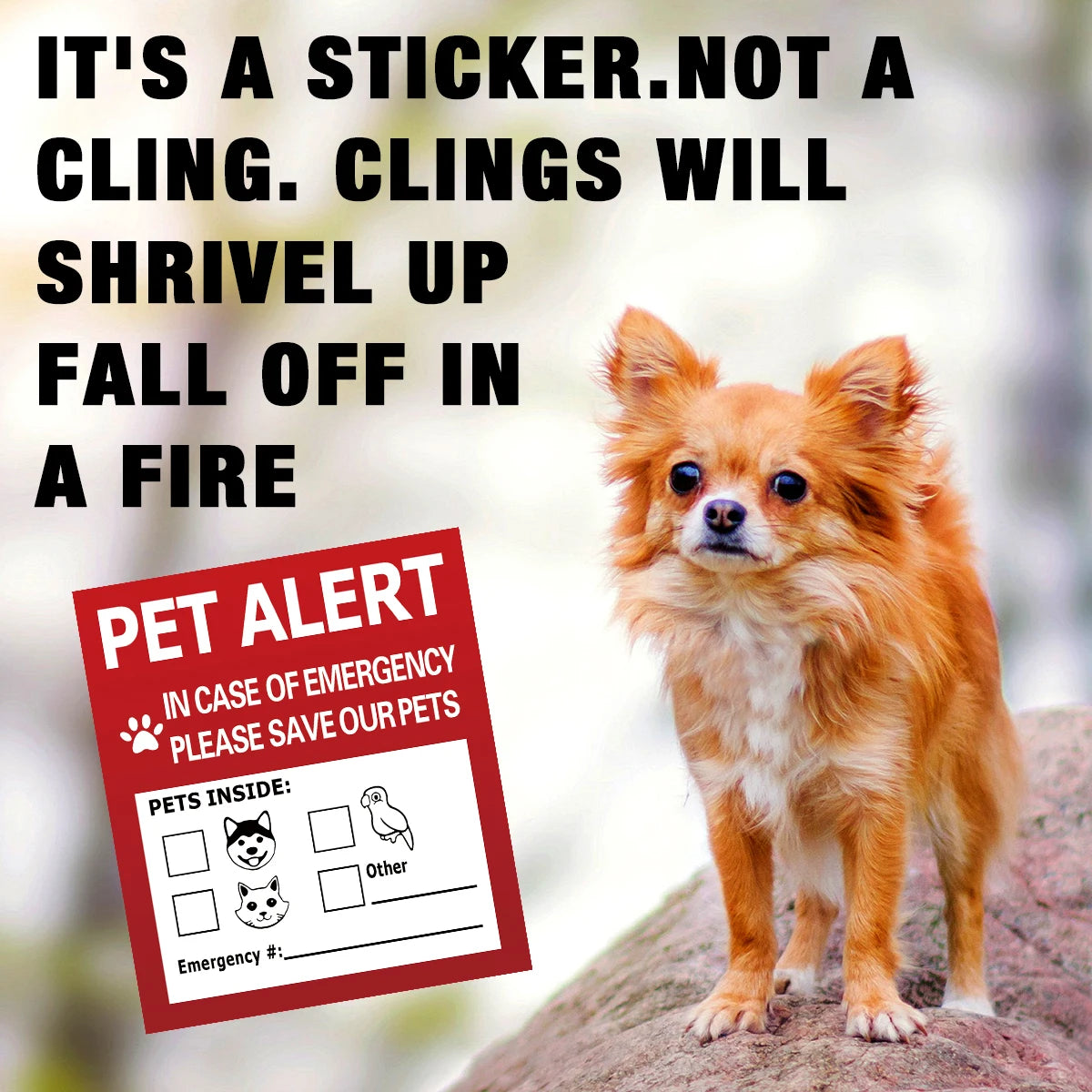 Pet Alert Stickers Static Cling Window Decals Emergency Pets Rescue Sign (4 Pack)  Save My Pets in Case of Emergency Stickers