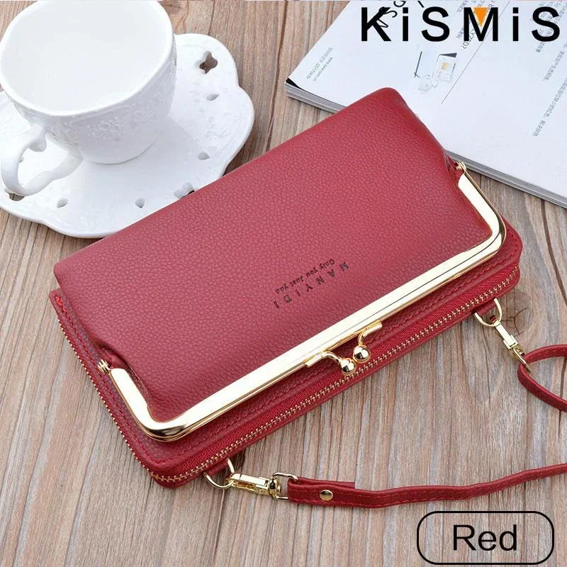 Ladies Crossbody Bag PU Leather Handbag Women Travel Casual Shoulder Bag Everyday Use Double Layer Mobile Wallet Clutch Purse