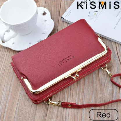 Ladies Crossbody Bag PU Leather Handbag Women Travel Casual Shoulder Bag Everyday Use Double Layer Mobile Wallet Clutch Purse