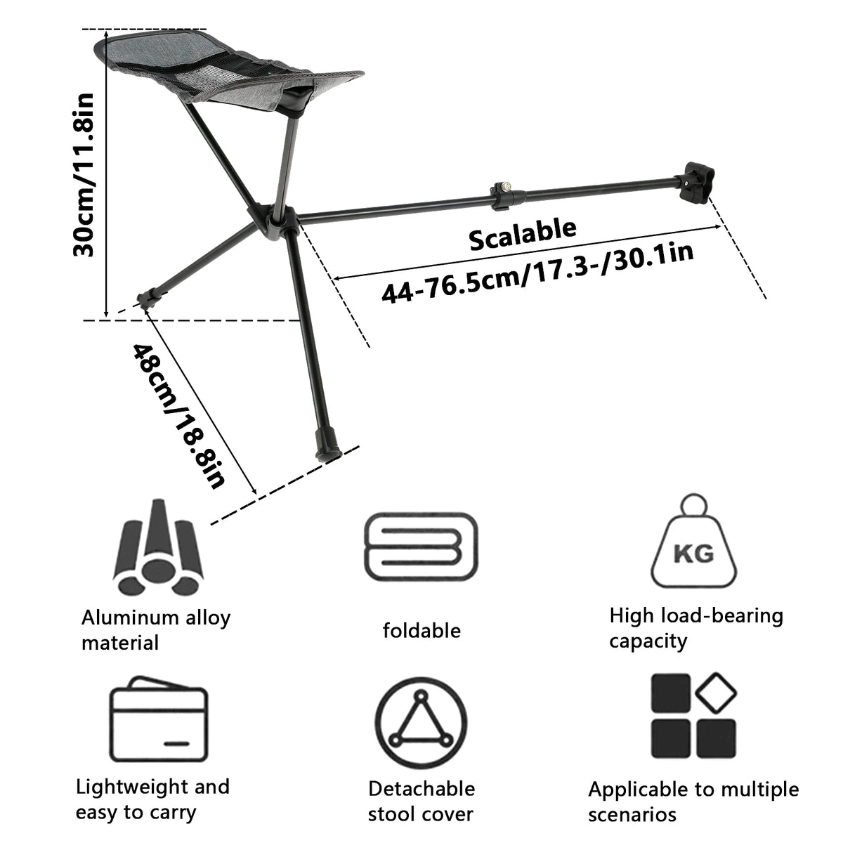 Camping Chair Foot Rest Ottoman Folding Attachable Leg Rest Recliner Lazy Retractable for Retractable Stool Hammock Beach Chair