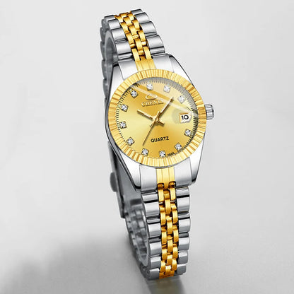 CHENXI Hot Sale Luxury Women's Golden Stainless Steel Small Dial Watch Quartz Charm Dress Trendy Wristwatch for Fashion Lady