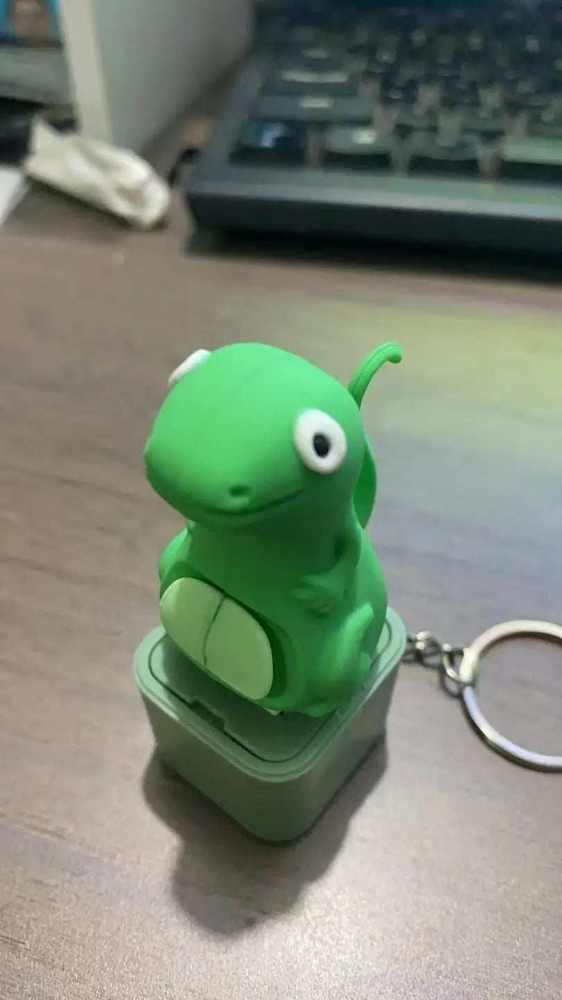 Lizard Frog Duck Button Keychain Decompression Toys Funny Lizard Sounds And Flash Effects Rechargeable Portable Stress  Toy