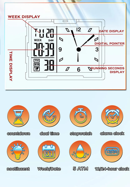 SANDA 6273 Fashion Electronic Watches for Man Luminous Calendar Waterproof Clock Outdoor Sports Casual Ladies Digital Wristwatch