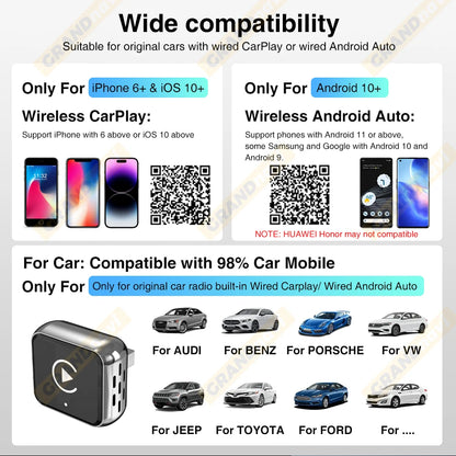 Wireless CarPlay For Apple iPhone Airplay Smart AI Box Bluetooth WiFi Android Auto Connect Car System 3in1 Car Play Adapter
