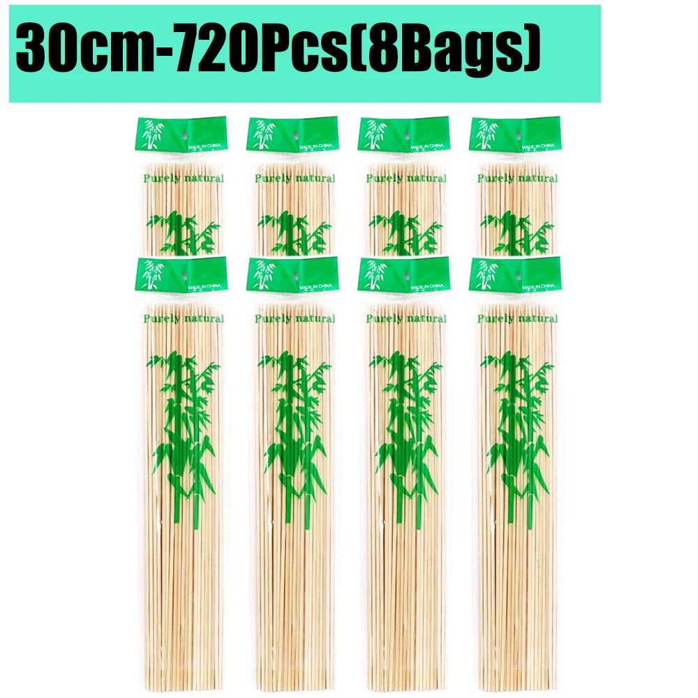 90-1350Pcs Bamboo Wooden BBQ Skewers Sticks Disposable 15/20/25/30cm for Grilling, Fruit, Kabob,BBQ, Barbecue, Camping, Outdoor