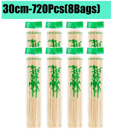 90-1350Pcs Bamboo Wooden BBQ Skewers Sticks Disposable 15/20/25/30cm for Grilling, Fruit, Kabob,BBQ, Barbecue, Camping, Outdoor