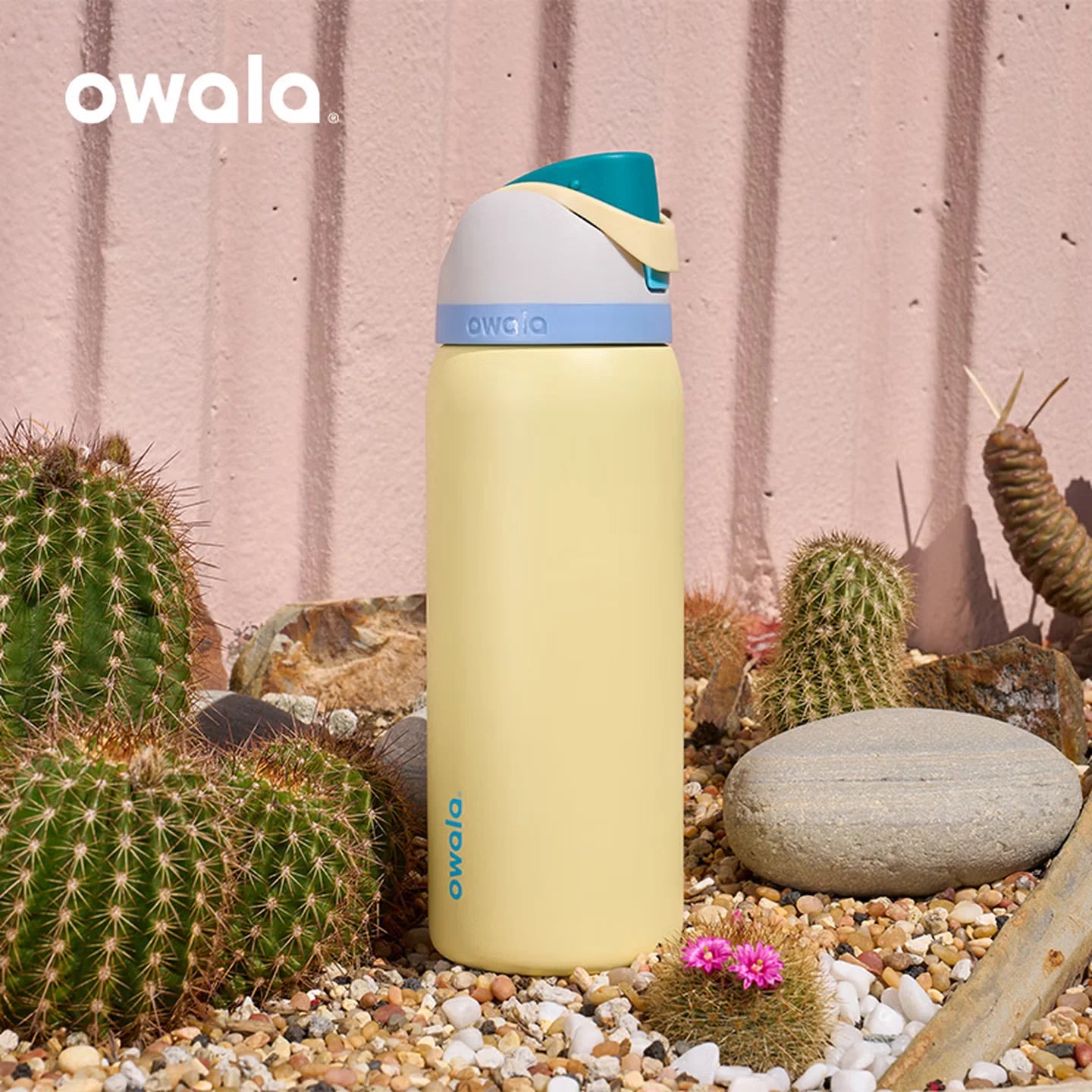Owala portable cup, one handed open lid, large capacity water cup, straw cup, insulated cup, 710mL | Sunny Daze