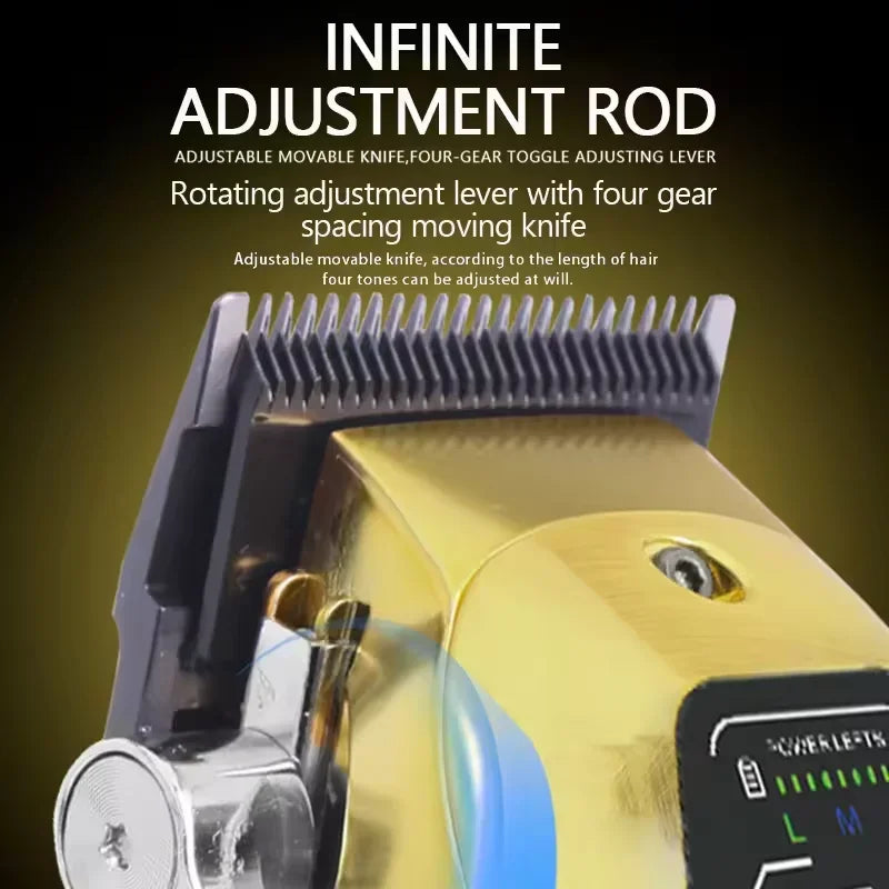 Kemei KM-1698 Men's Hair Clipper 9000RPM 10W High Power Full Metal DLC Blade LED Display Professional Hair Cutting Hair Trimmer