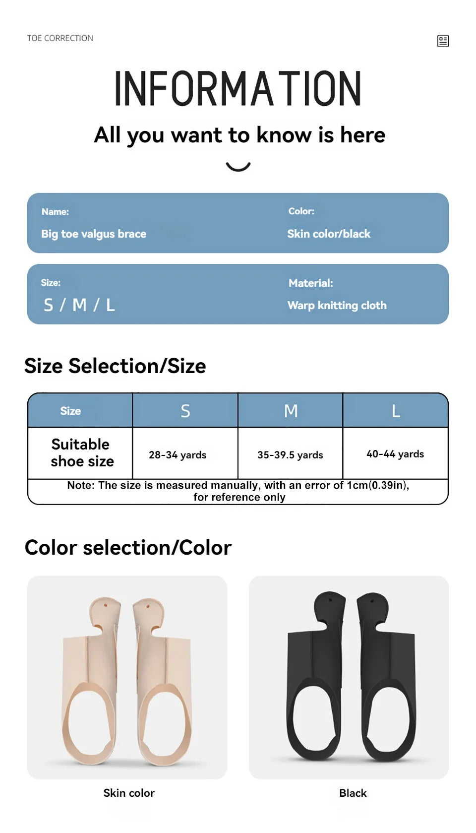 GOBYGO 1Pcs Hallux Valgus Corrector Toe Separation Corrector Lightweight And Adjustable Wearable Shoes Ankle Support Men Women