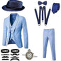Retro Gatsby 1920S Men's Slim Fit Suit Set with Hat Vest Shirt for Engagement Party Dress Up