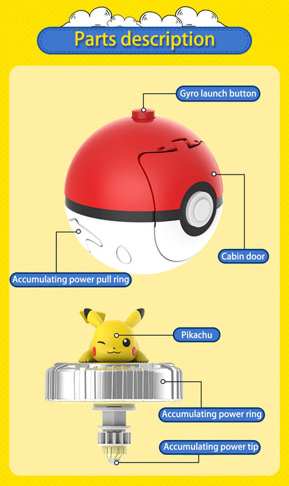 Pokemon Figure Battle Spinning Top Pikachu Pokeball Charmander Squirtle 5 Styles Pvp Interactive Game Children's Birthday Gifts