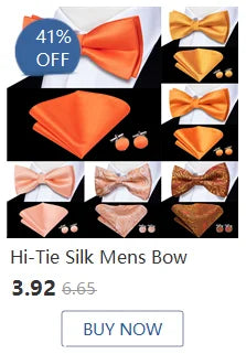 Hi-Tie Mens Bow Tie Hanky Cufflinks Set White Black Gray Silver Pre-tied Butterfly Knot Bowtie for Male Wedding silk Business