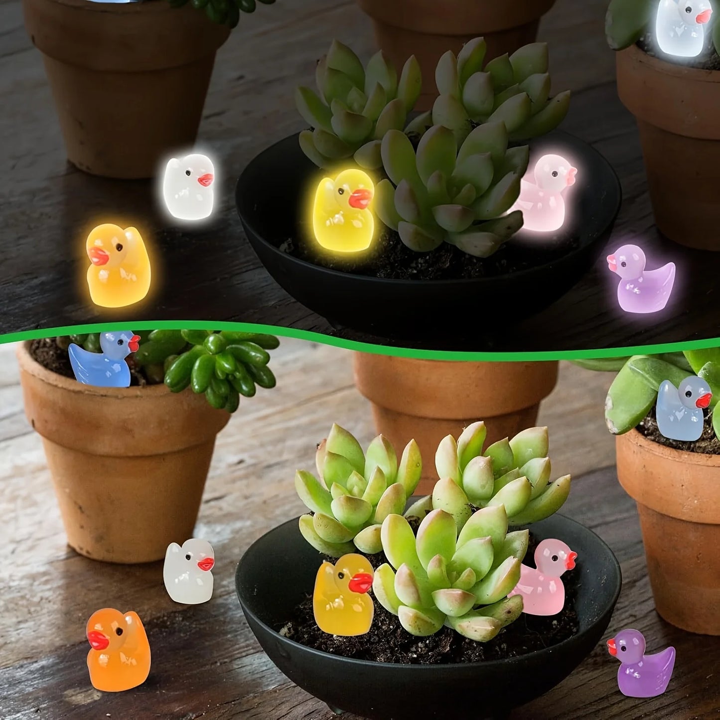 30/60/100PCS Luminous Mini Duck Micro Landscape Access Miniature Figurines Fairy Home Decoration Glow in the Dark Mixed Style