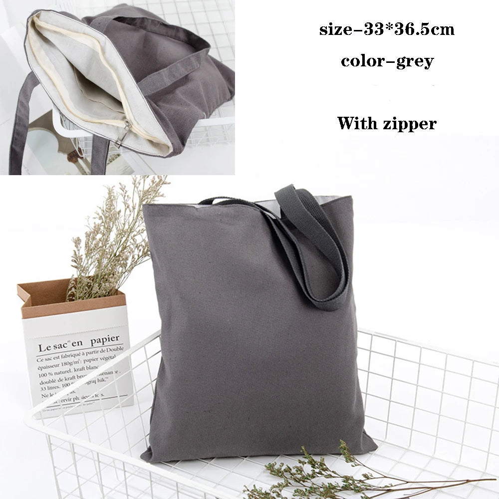Canvas Cotton bag grocery handbag Foldable Fabric tote bag portable Storage organizer Shopping bag for woman Cloth organizer bag