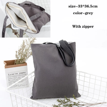 Canvas Cotton bag grocery handbag Foldable Fabric tote bag portable Storage organizer Shopping bag for woman Cloth organizer bag